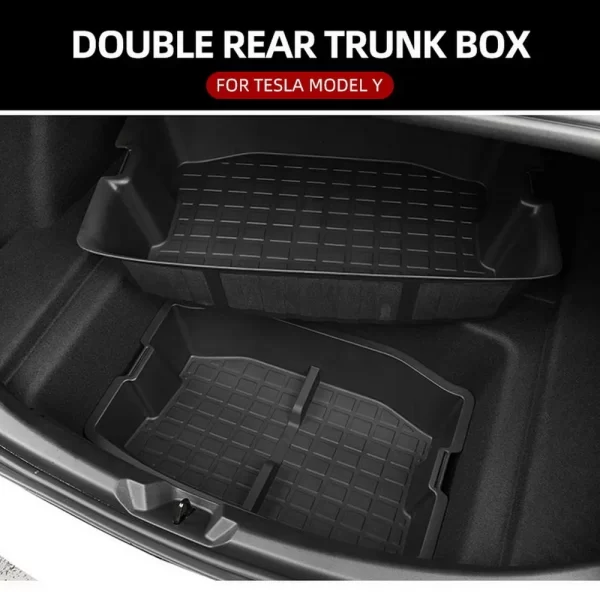 For-Tesla-Model-Y-3-2023-Accessories-Front-Rear-Trunk-Storage-Box-Double-Deck-Luggage-Organizer