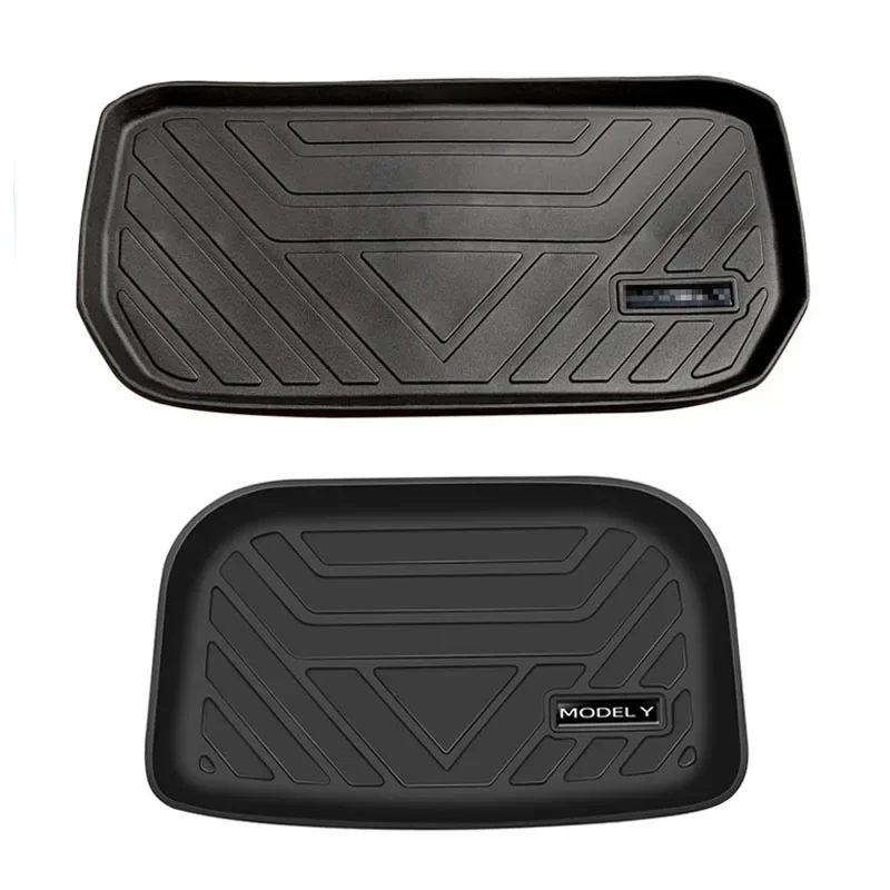 Tesla Model Y Mats TPE Frunk Mat Cargo Tray Liners Lower Compartment Car Boot Mats